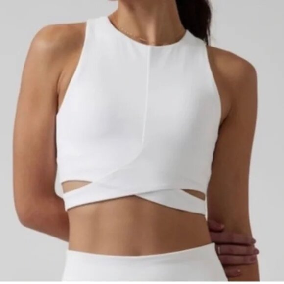 Athleta White Workout Crop Top with Cut Outs size L - Picture 2 of 10